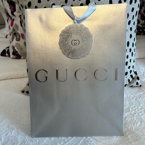 NEW GUCCI Silver Gift Bag and Ornament